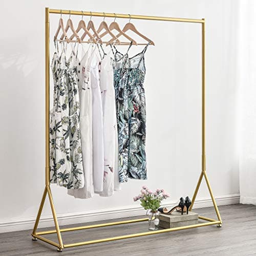 BOSURU Gold Freestanding Metal Clothes Rack, Heavy Duty & Easy Assembly, 59" L