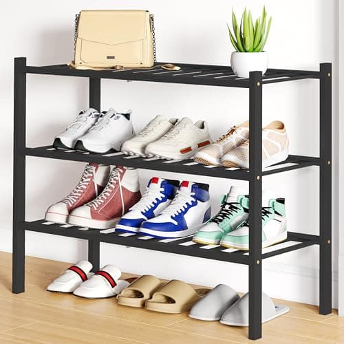 Smiry 4-Tier Bamboo Shoe Organizer Shelf for Closet and Entryway