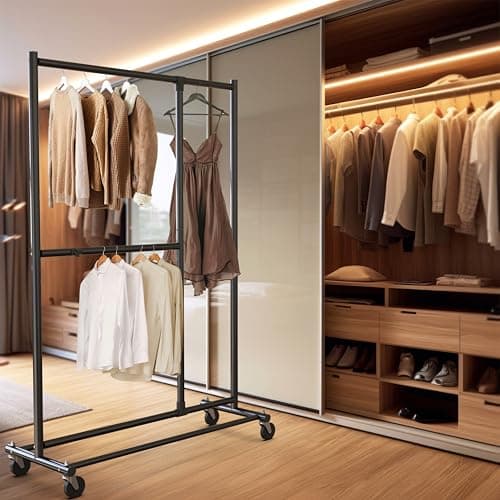 Black Adjustable Garment Rack, 72-inch Height - Simple Houseware