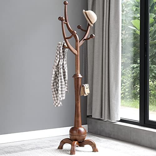 Wooden Coat Rack with 8 Hooks - Creative Tree Branch Design for Entryway, Hallway, Bedroom - Holds up to 160lb