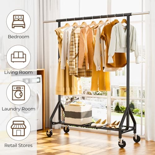 Durable Clothes Rack for Hanging Clothes, 450lb Load Capacity, Black