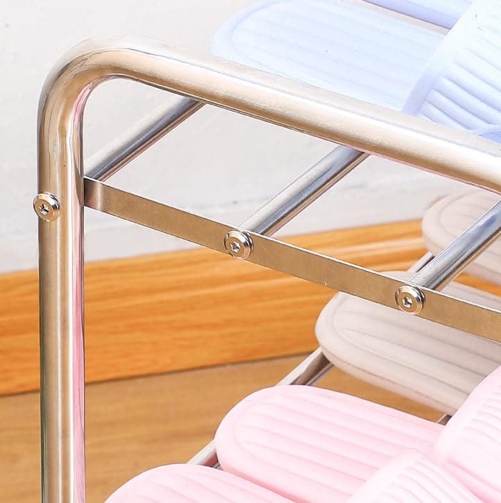 Sturdy 3-Tier Stainless Steel Shoe Rack, Strong Capacity, Easy Install, Space-Saving Closet Organizer