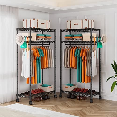 Heavy Duty Rolling Garment Rack, Black, GR1