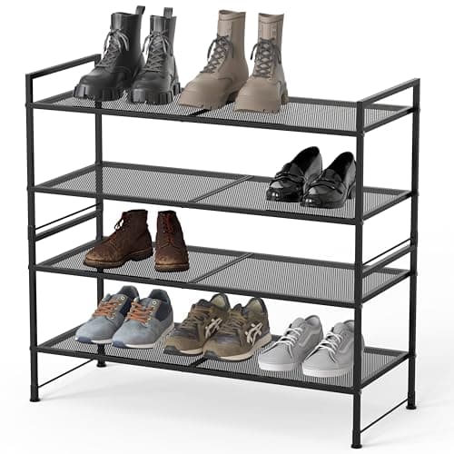 Black 2-Tier Stackable Mesh Shoe Organizer
