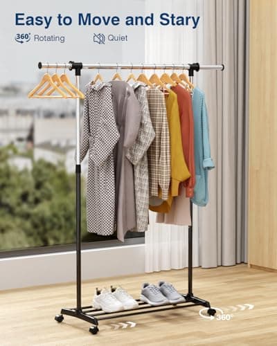 Whitmor Deluxe Rolling Garment Rack - Black and Chrome