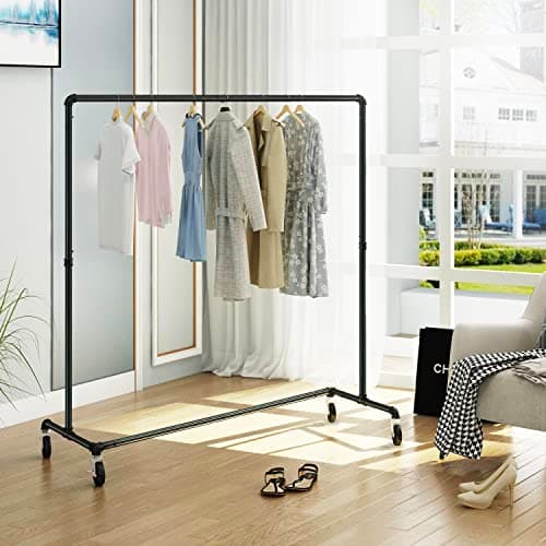 GREENSTELL Rolling Industrial Pipe Clothes Rack, 2 Packs (59x24x63 inches)