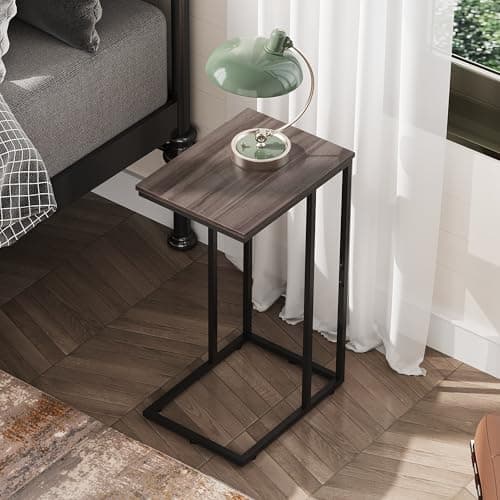 WLIVE C-Shaped Side Table Set, A-Grey, for Small Spaces