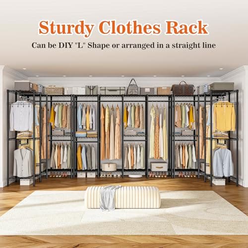 Raybee Heavy Duty Clothing Rack 910LBS, 75" H x 75" W, Black