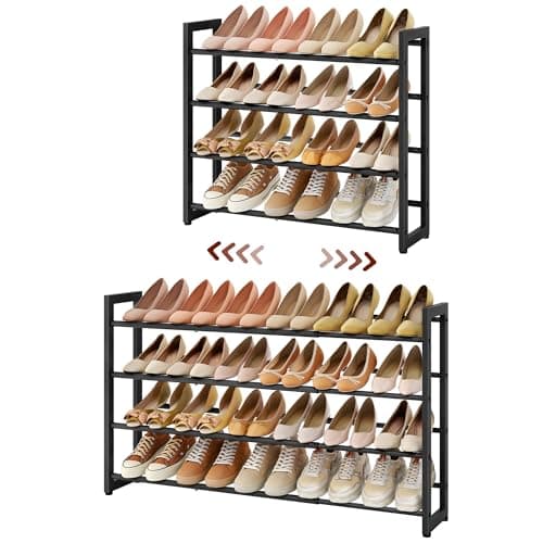 Favoisty 3-Tier Silver Grey Expandable Shoe Rack Savings Space Storage Organizer