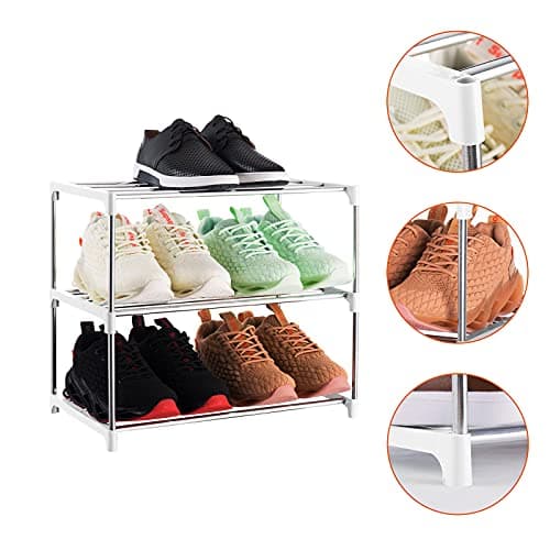 White Stackable 3-Tier Shoe Rack for Entryway, Closet, Hallway