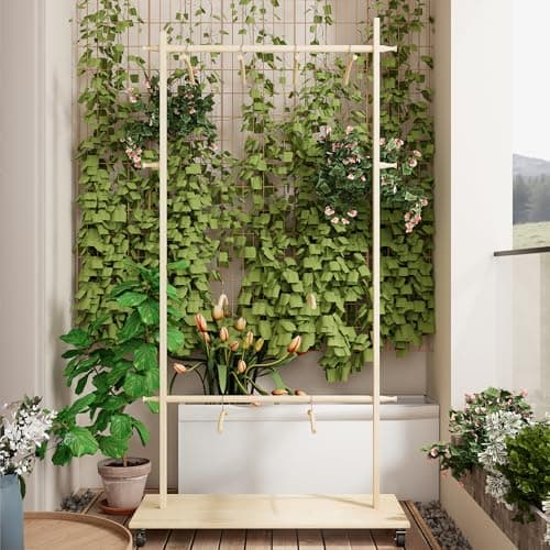 Freestanding Wood Coat Rack with 2 Stems and Pulley, for Hanging Coats and Clothes