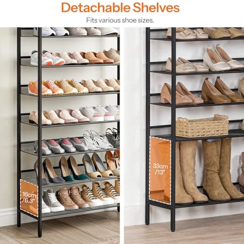HOOBRO BF118XJ01 8-Tier Shoe Rack, Sturdy & Space Saver, for 32-40 Pairs