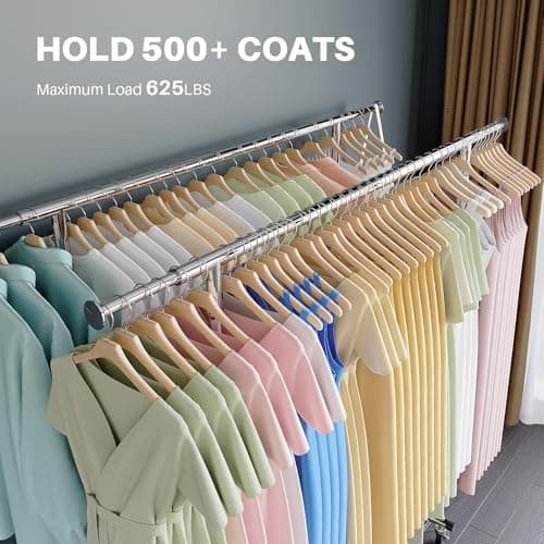 HOKEEPER Heavy Duty Clothing Rack 625LBS Load Adjustable with Wheels & Shelves