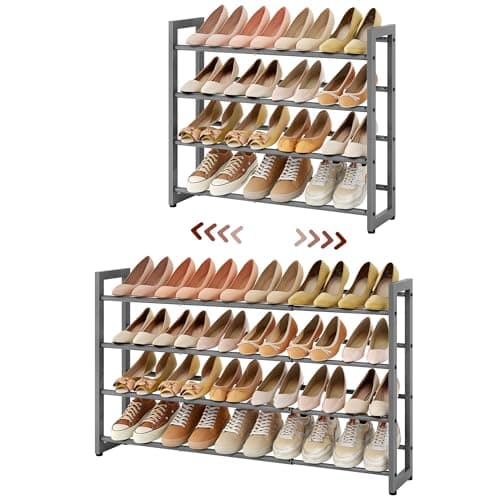Favoisty 3-Tier Silver Grey Expandable Shoe Rack Savings Space Storage Organizer