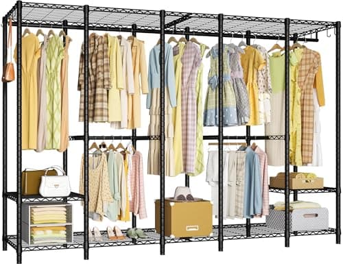 Ulif H50 Extra Large Heavy Duty Clothing Rack, Black, Max 1400 Lbs Load Capacity