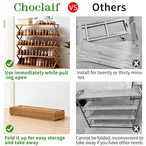 Bamboo Shoe Rack 4 Tier, Free Standing Closet Organizer for Bedroom Entryway