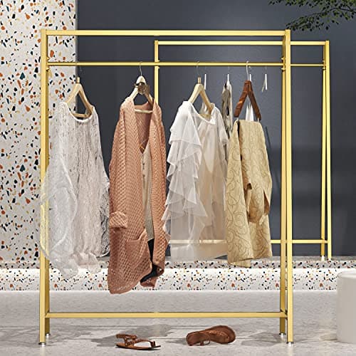 HOMEKAYT Gold Modern Metal Heavy Duty Garment Rack 47"LS