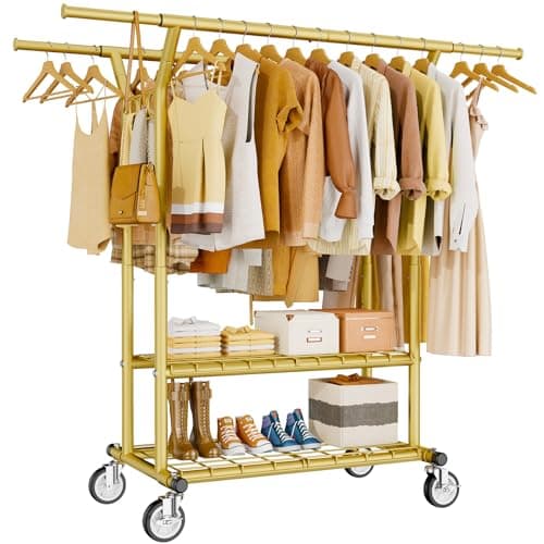 Durable Rolling Clothing Rack with Shelves - 620 LBS Capacity
