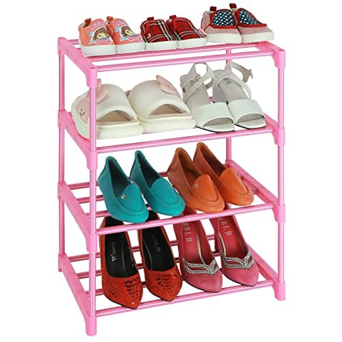 LNYZQUS Upgrade 4-Tier Metal Kids Shoe Organizer, Black