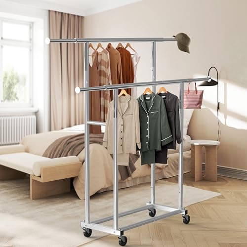 Silver Standard Double Rod Garment Rack by Simple Houseware