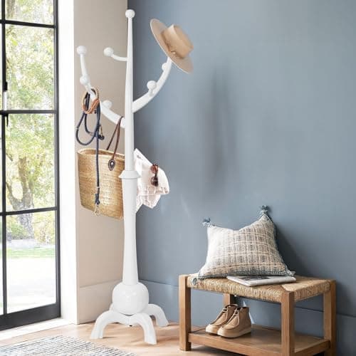 Wooden Coat Rack with 8 Hooks - Creative Tree Branch Design for Entryway, Hallway, Bedroom - Holds up to 160lb