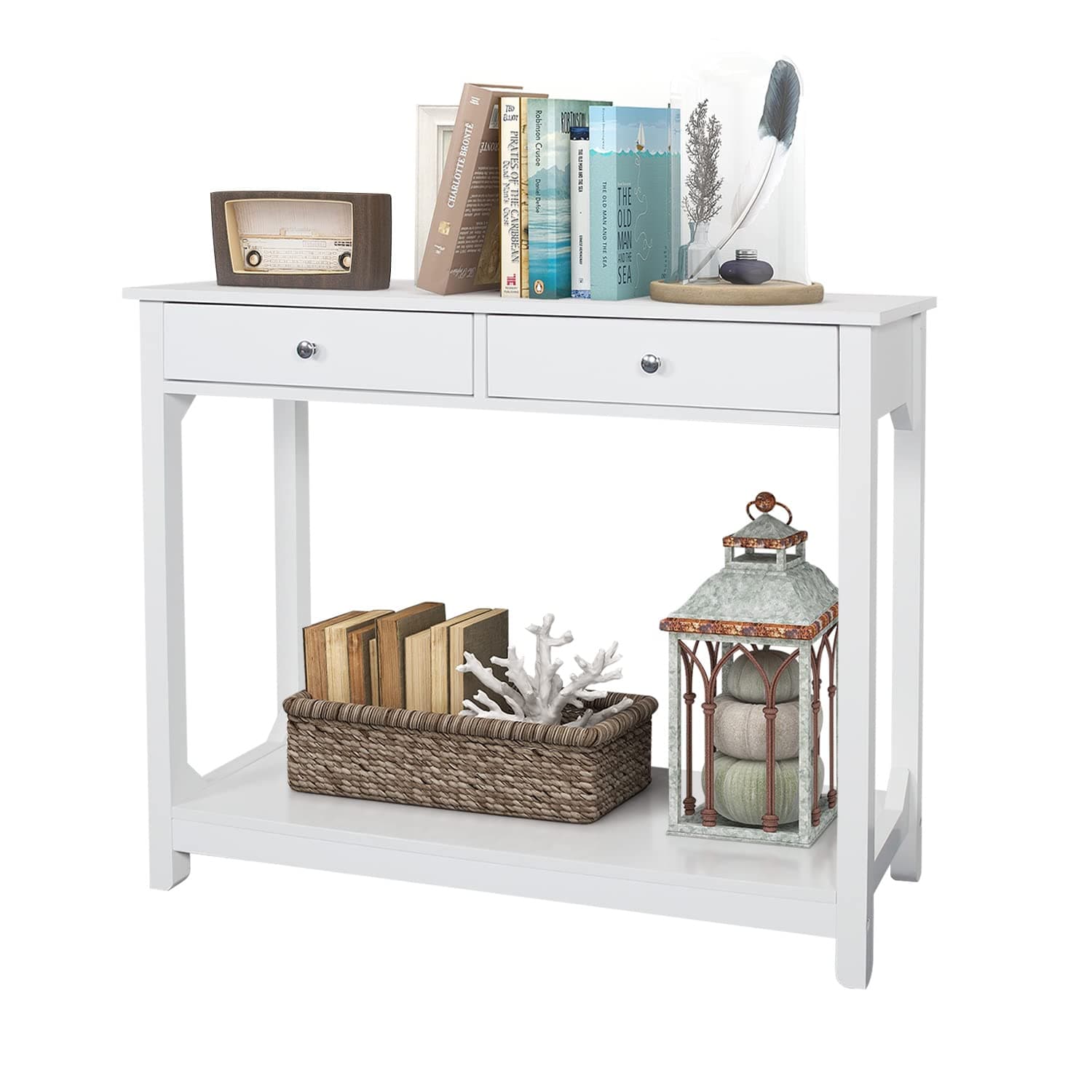 TaoHFE White Console Table, 39.4"x11.8"x31.5"