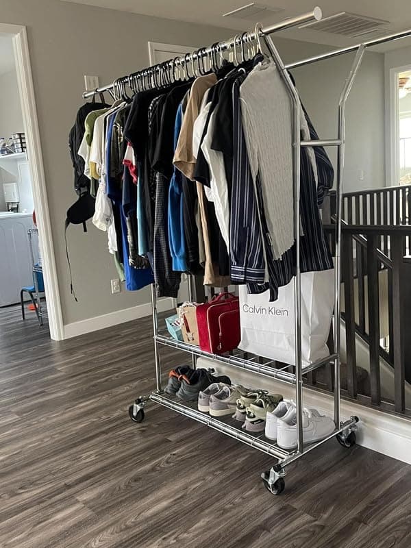 Heavy Duty Clothes Rack 630 LBS, Adjustable Height & Portable
