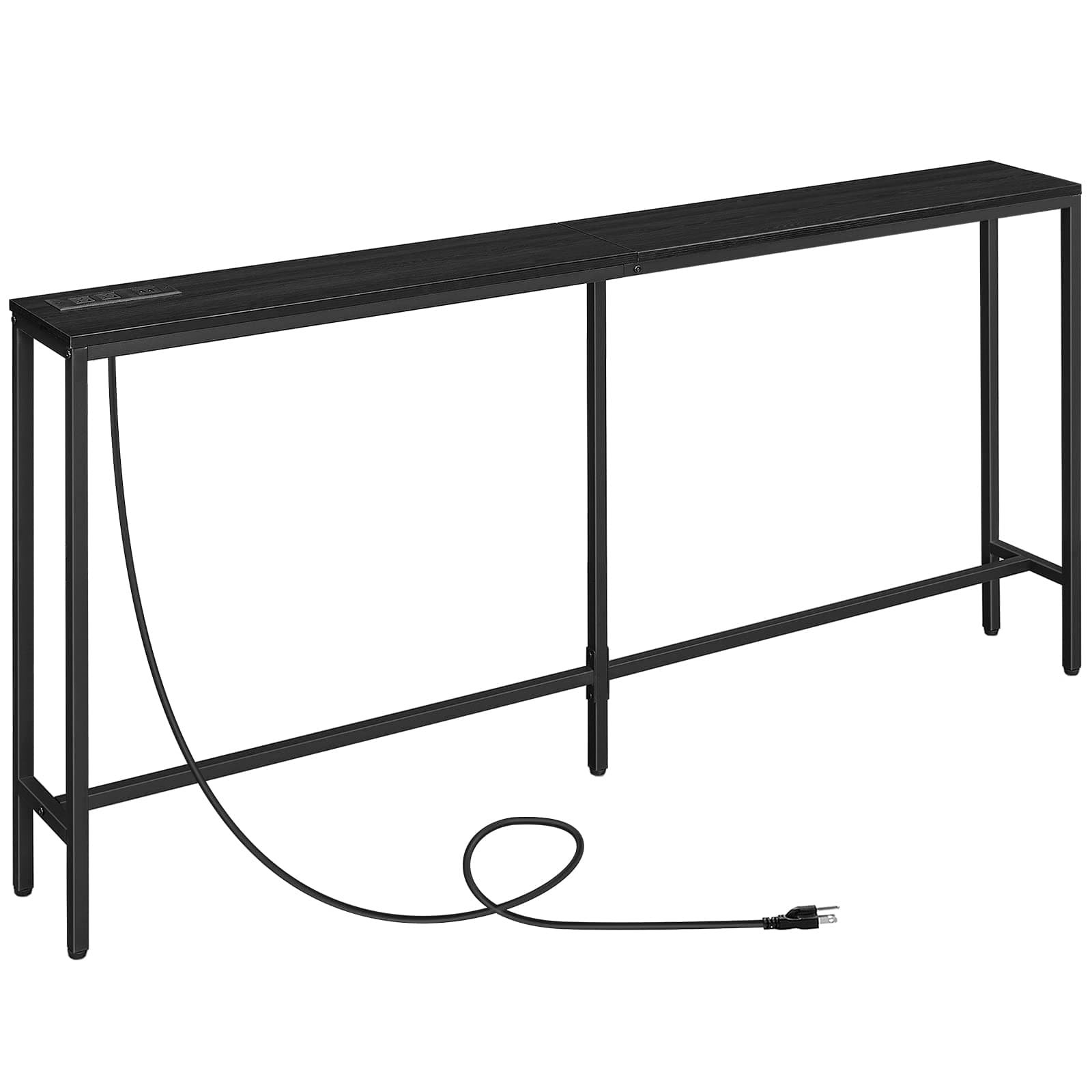 Black Industrial Console Table with USB Ports CTHB18E01
