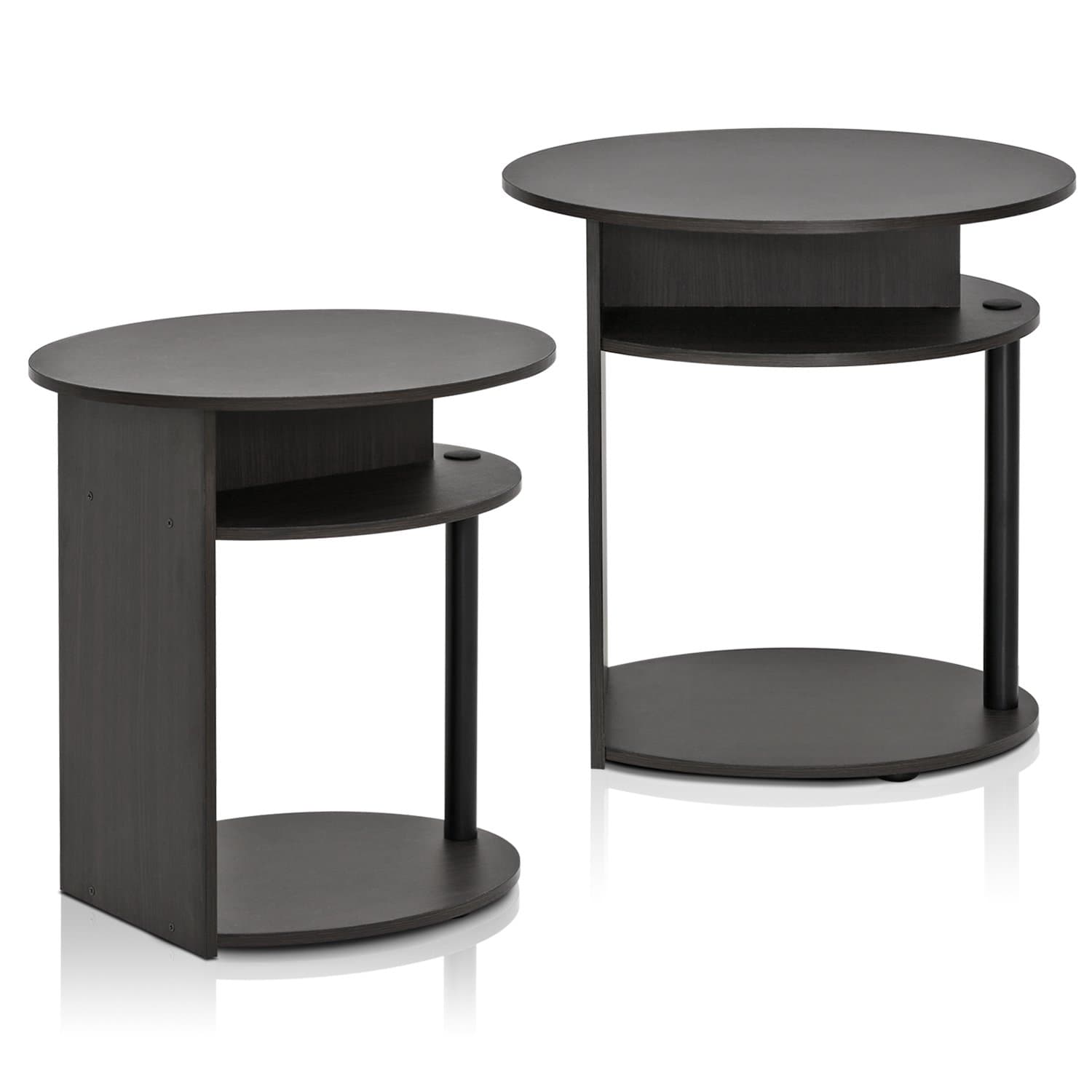 Furinno Jaya Simple Oval End Table - Set of 2, Walnut