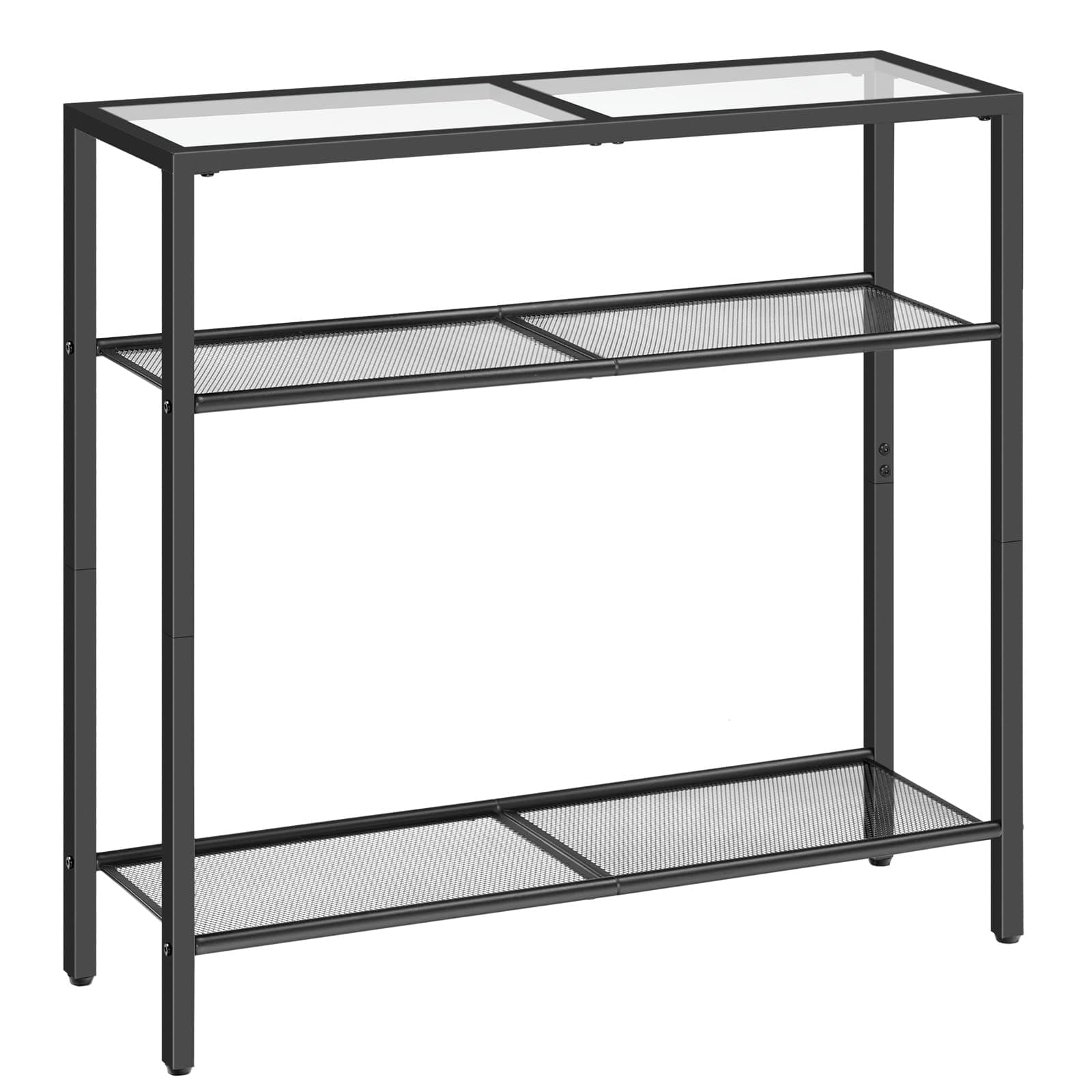 HOOBRO 29.5" Narrow Tempered Glass Sofa Table, 3-Tier BK21XG01G1
