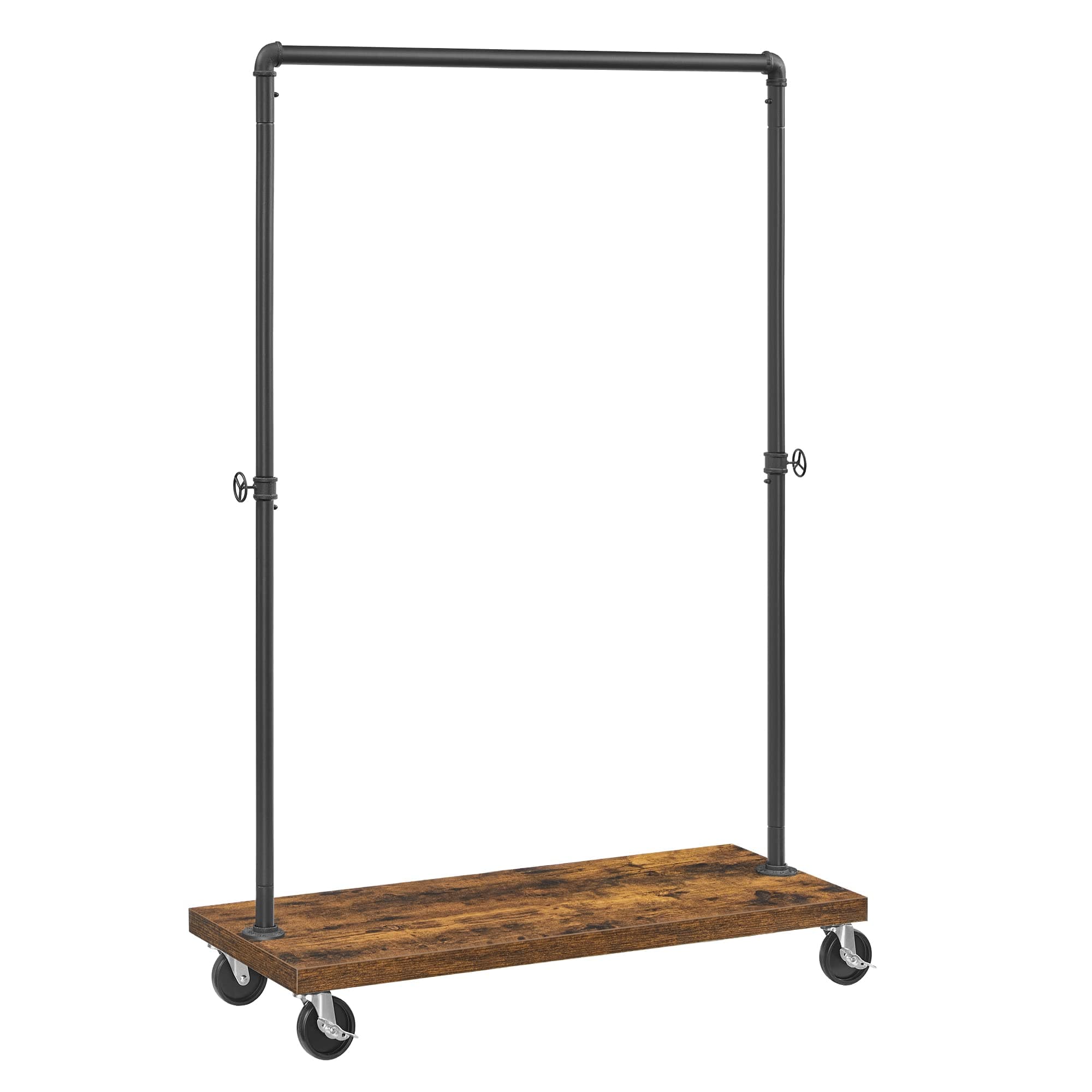 VASAGLE Industrial Pipe Rolling Clothing Rack with Shelf, Rustic Brown and Black UHSR65BX