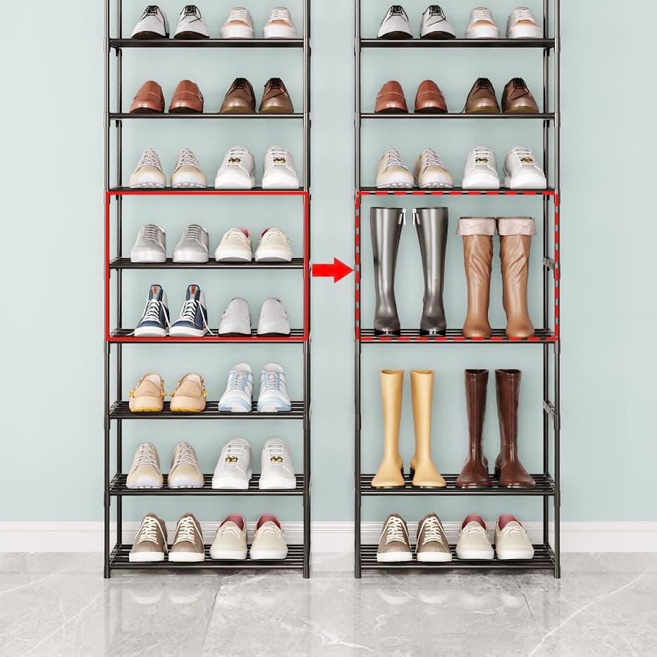 White 3-Tier Metal Shoe Rack for Kids Entryway and Closet (Narrow, 6-8 Pairs)