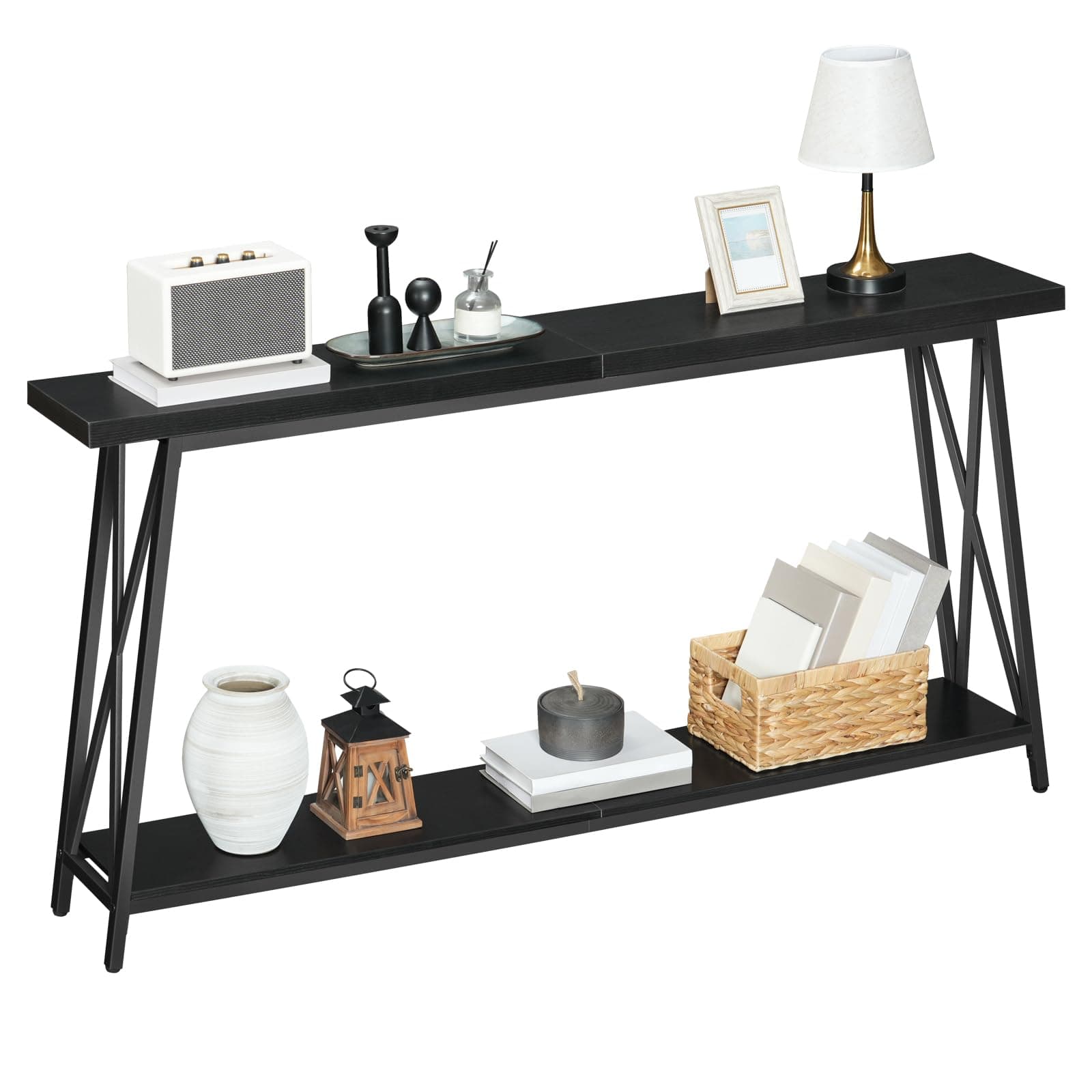 Extra Long Industrial Black Console Table CTHB4801