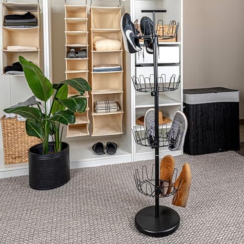 Matte Black 4-Tier Shoe Storage Tree for Household Essentials