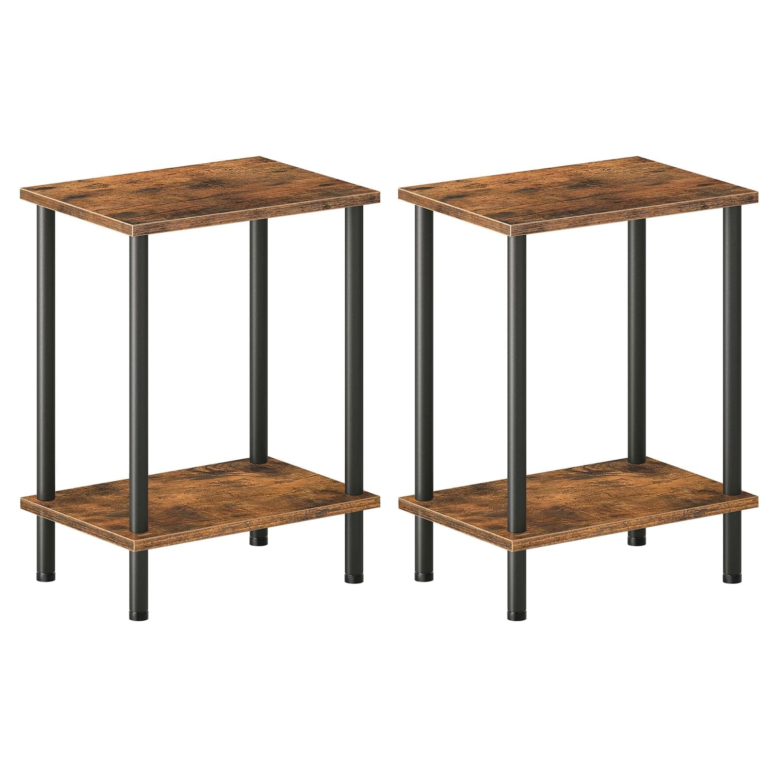 Rustic Brown End Tables Set of 2 for Small Spaces