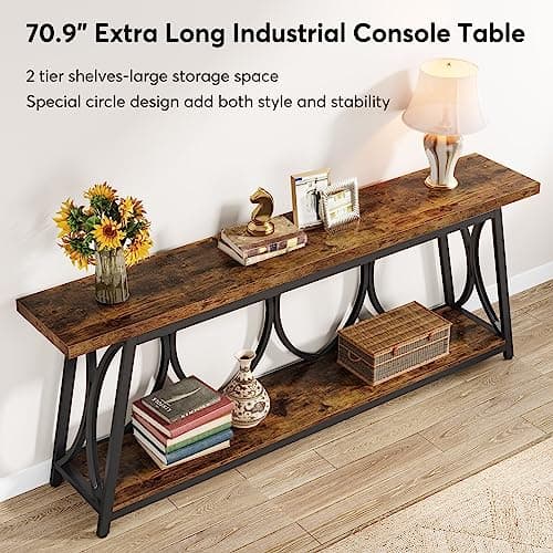 Tribesigns 70.9" Industrial Console Table with Storage for Living Room