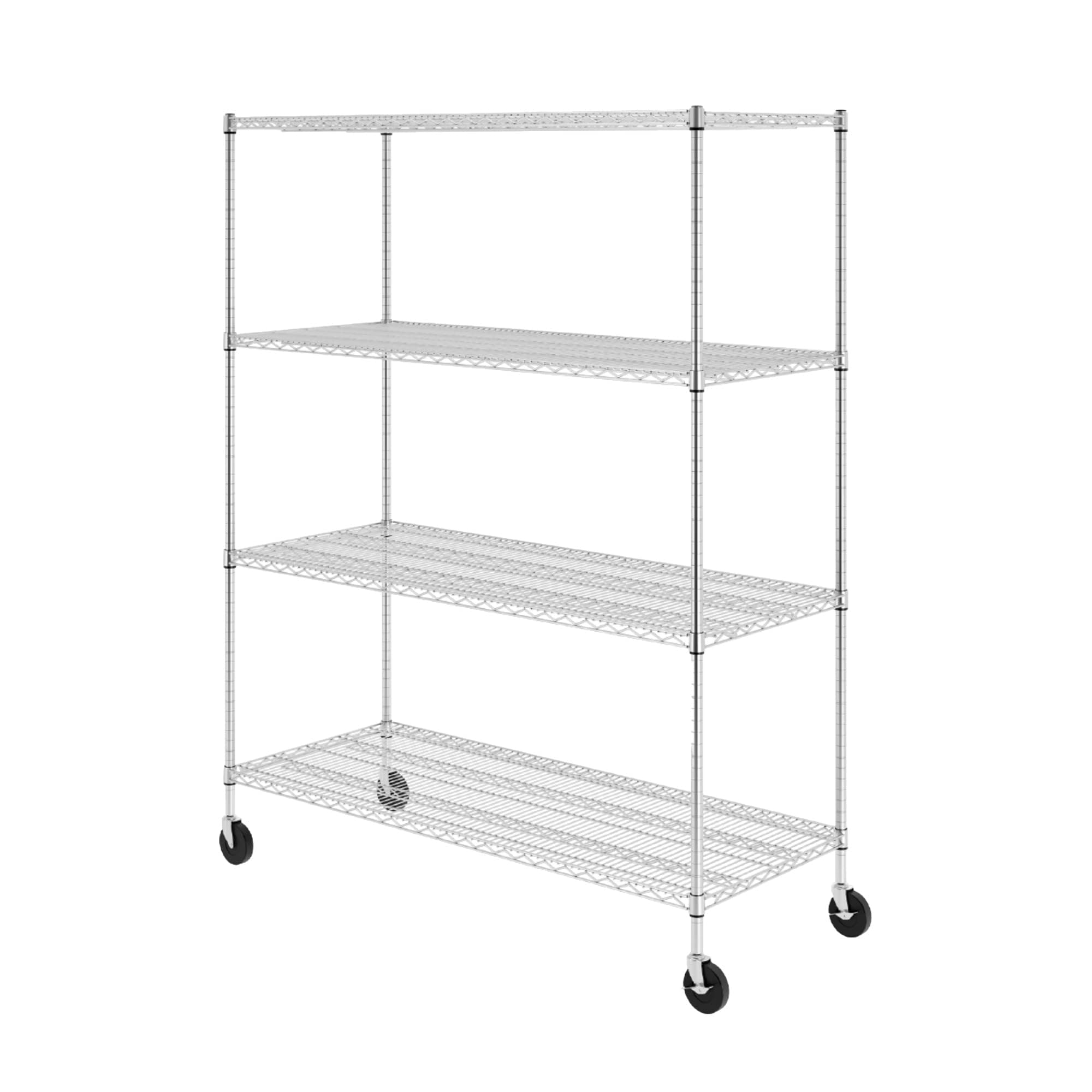 NSF Certified Heavy Duty Wire Shelf - Silver, 24"x60"x72" 4-Tier with Wheels