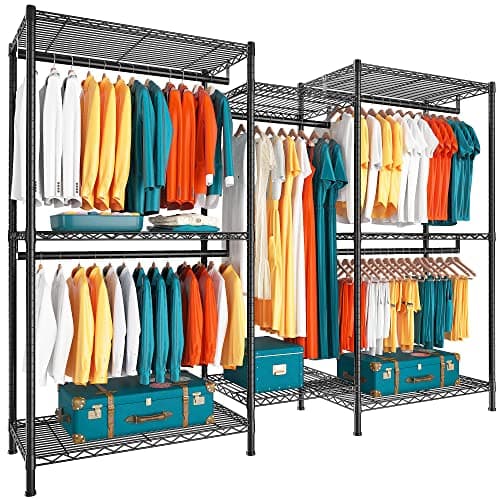 Raybee Heavy Duty Clothes Rack, 905LBS Load, Adjustable Wardrobe, Black