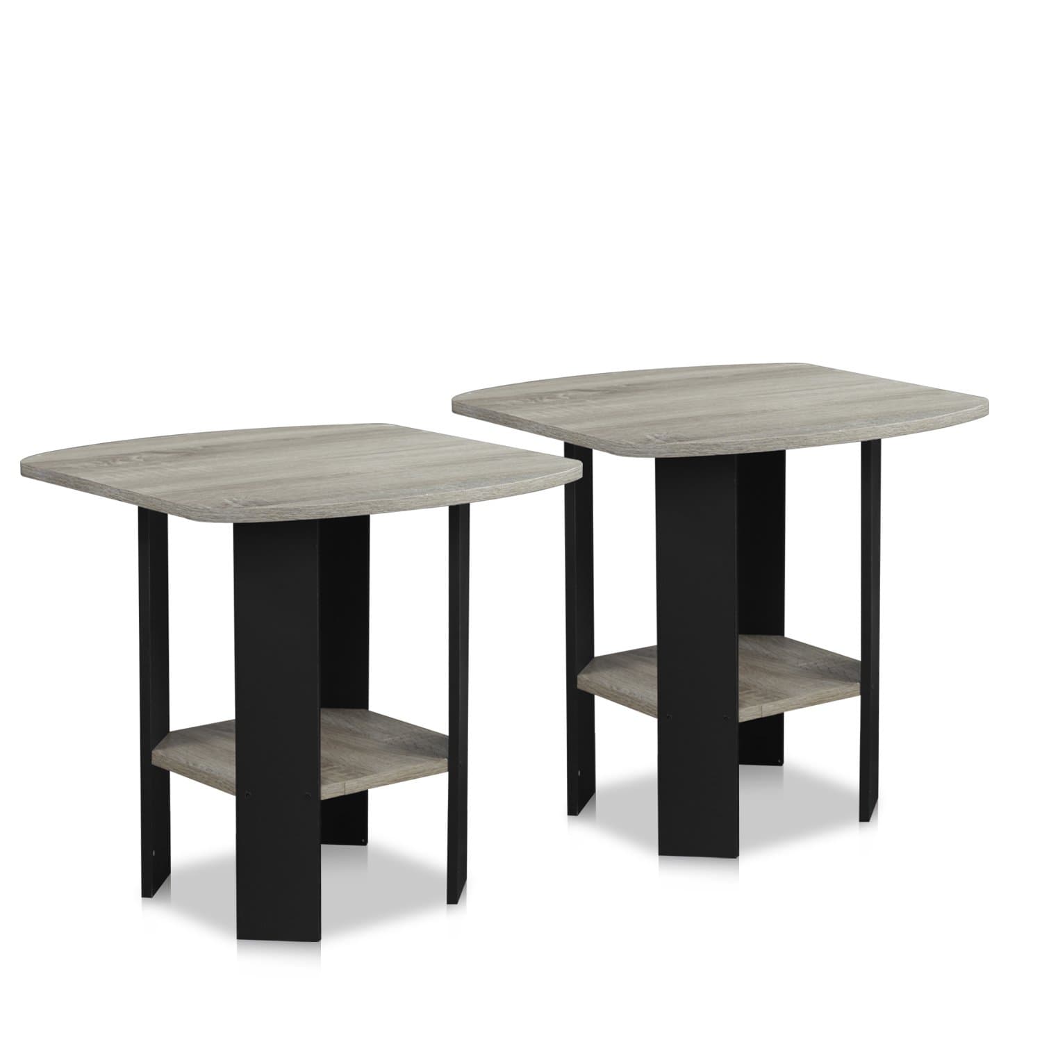 Furinno French Oak Grey/Black 2-Pack End Table