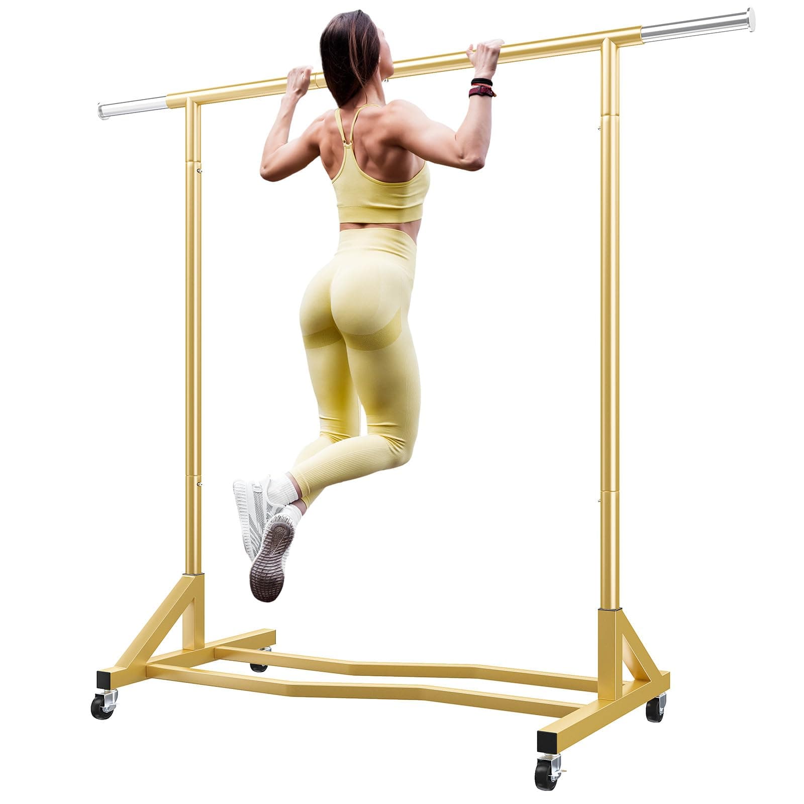 Raybee 77" Gold Heavy Duty Rolling Clothes Rack