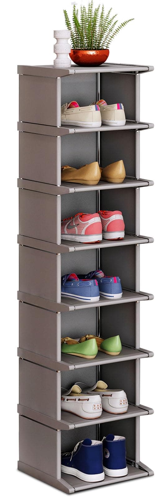 KANAV 8-Tier Tall Narrow Shoe Rack - Vertical Storage Organizer