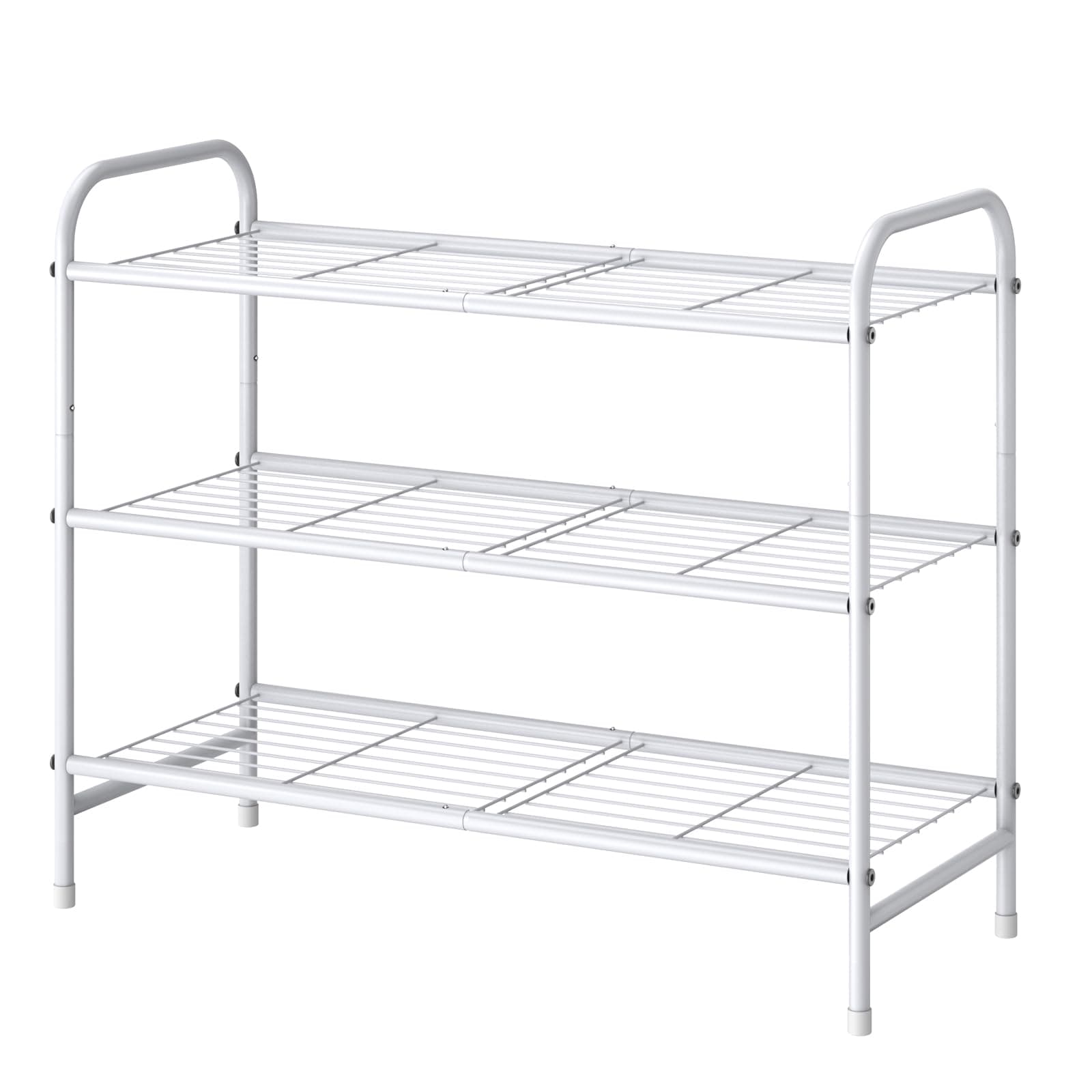 Kissette Stainless Steel Shoe Organizer - Sturdy Closet & Front Door Rack, Free Standing Shelf, White