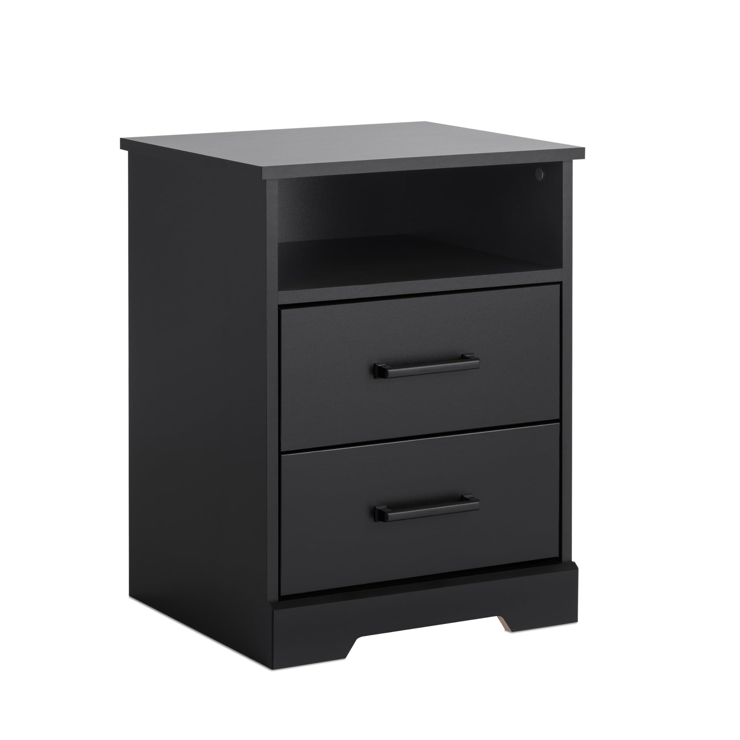 Prepac Rustic Ridge Black Nightstand, 2 Drawers + Shelf for Bedroom
