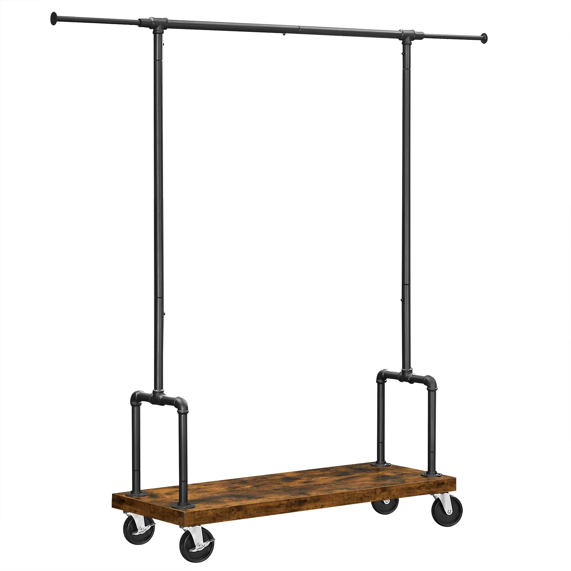 VASAGLE Rolling Garment Rack with Shelf, Heavy-Duty Rustic Brown and Black URGR110B01