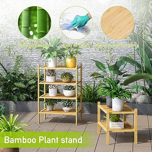 Premium BMOSU 4-Tier Bamboo Shoe Organizer for Hallway Closet Storage