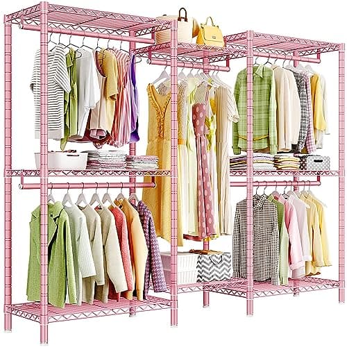 Raybee Heavy Duty Clothes Rack, 905LBS Load, Adjustable Wardrobe, Black