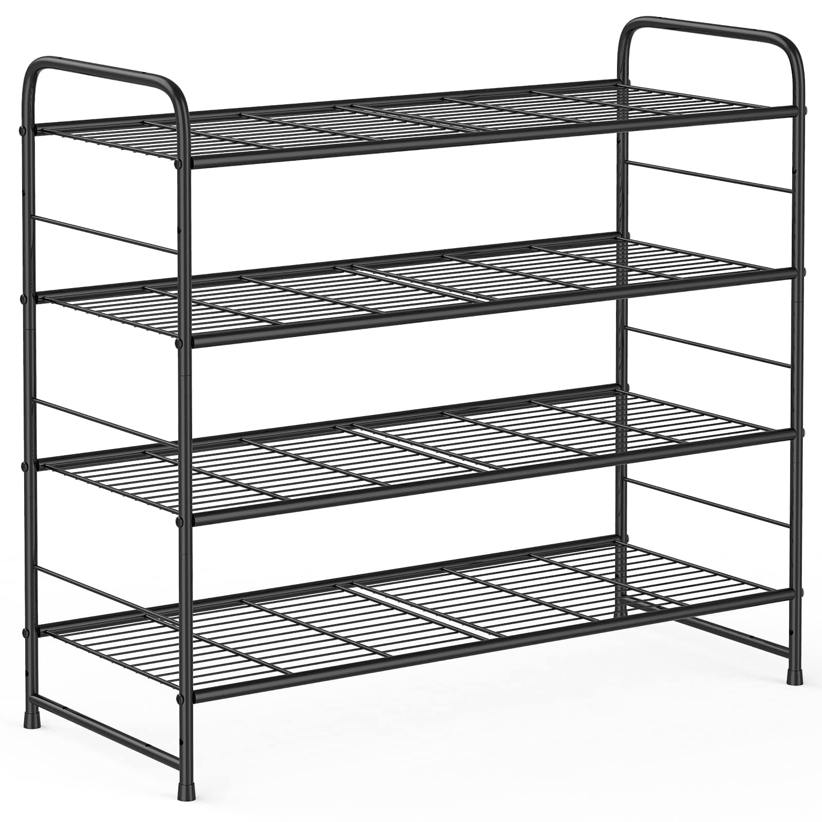 Coonoor Black 4 Tier Stackable Wire Shoe Organizer