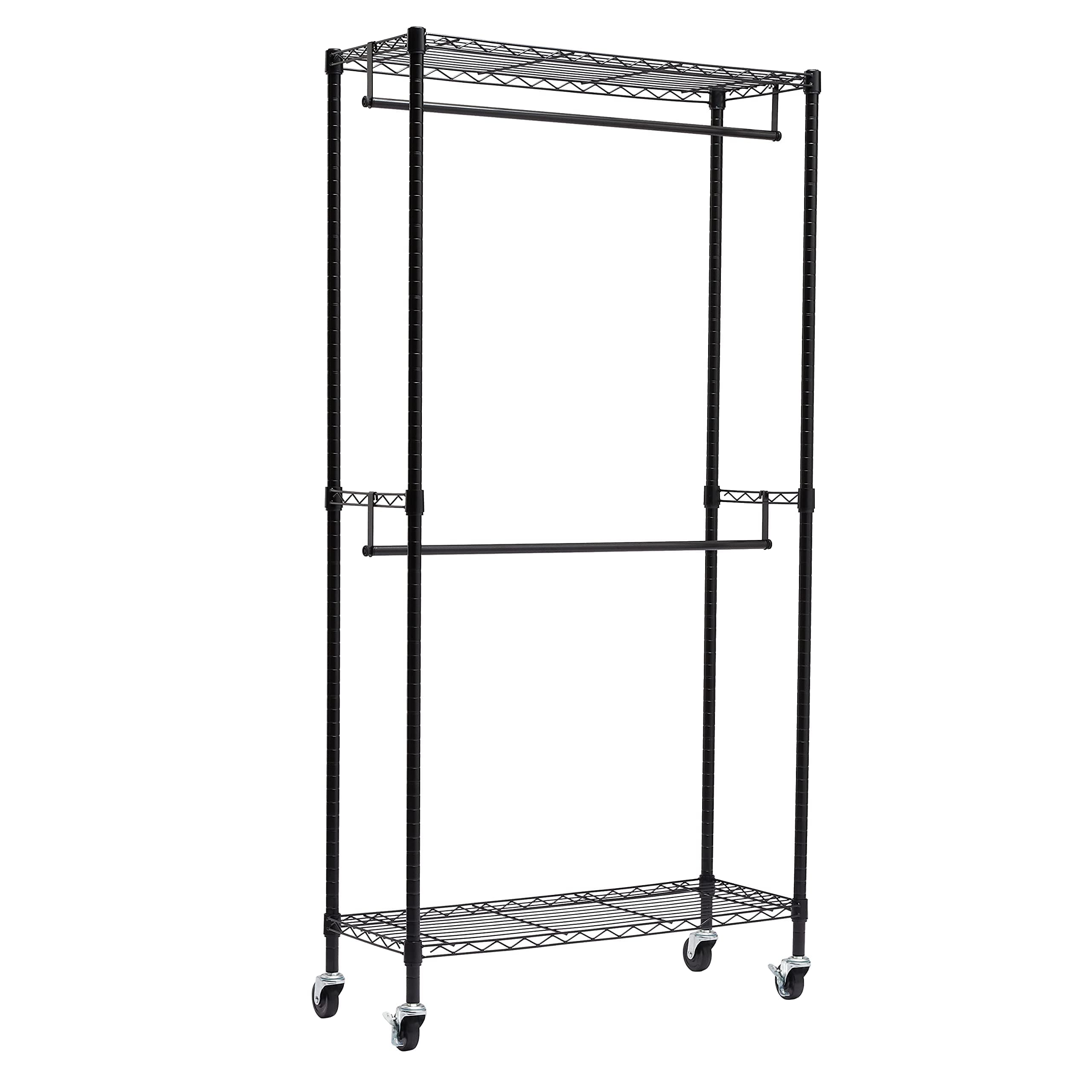 Amazon Basics Heavy Duty Double Hanging Closet Organizer Rack, WI-GAR1436B