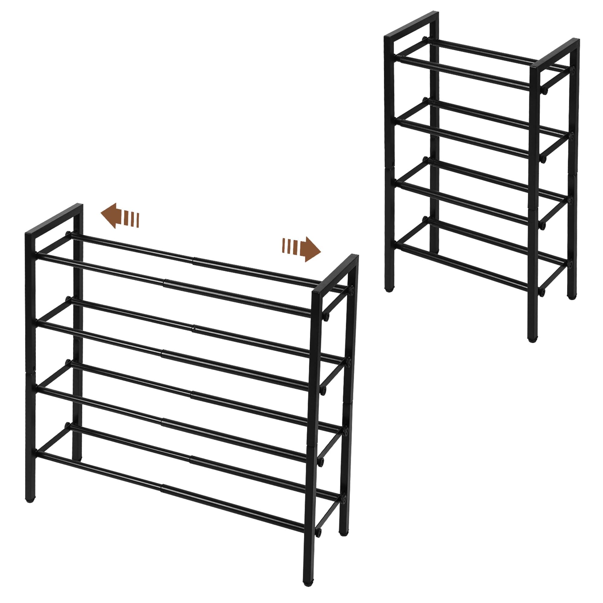SALADAYS 4-Tier Expandable Shoe Rack, Durable Metal Storage Organizer (Black)