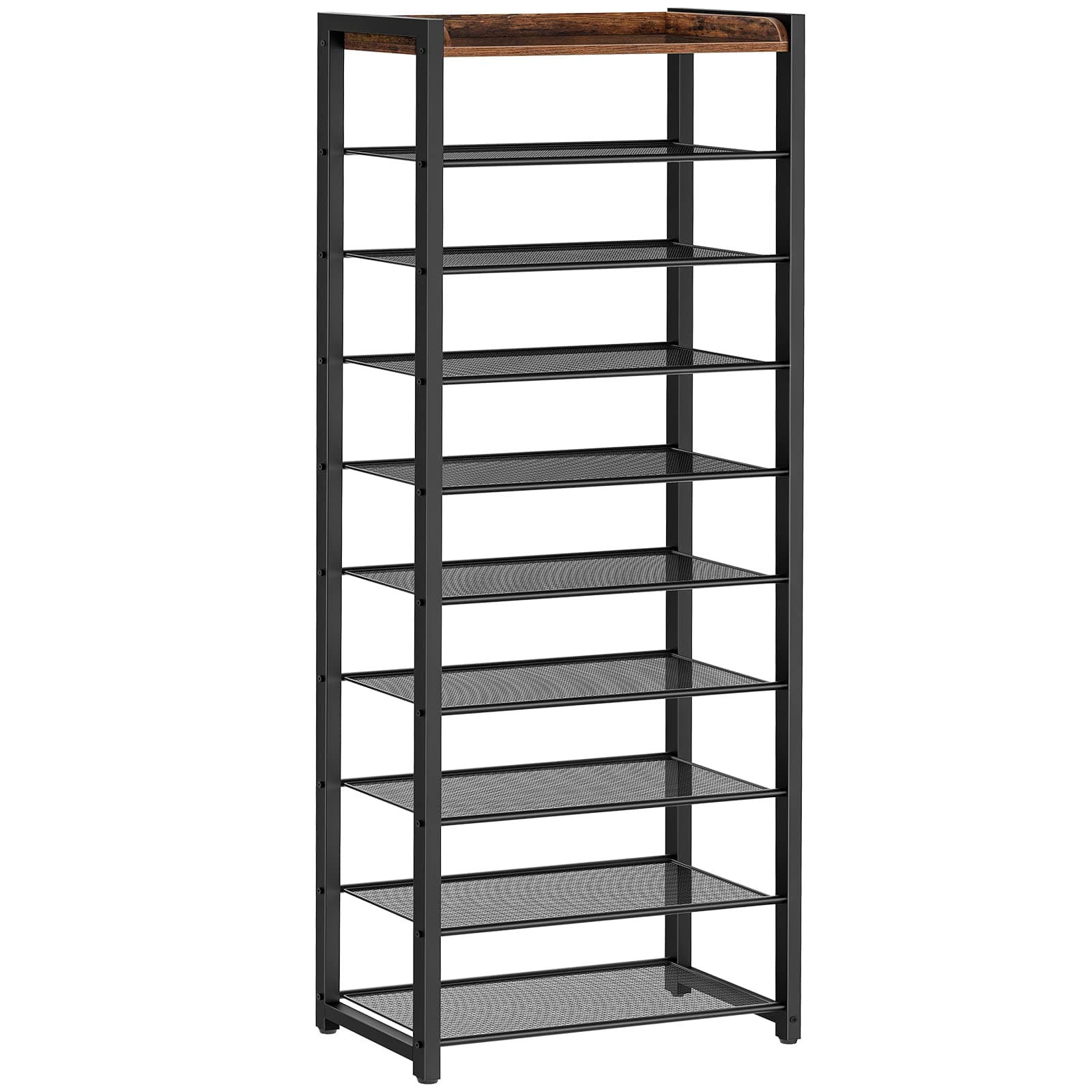 HOOBRO 10-Tier Shoe Organizer, Rustic Brown, Saves Space BF40XJ01